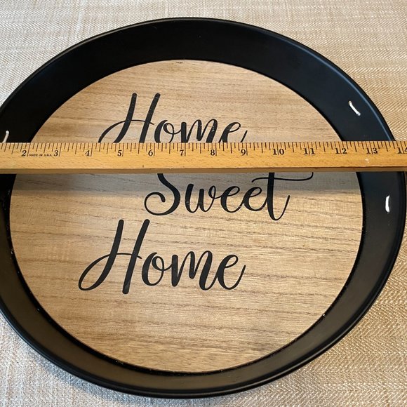 "Home Sweet Home" decorative black serving tray, Boho beaded handles organizer - Picture 6 of 6